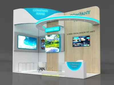 Booth Exhibition Stand Stall 6x3m Height 500 cm 2 Side Open 3D model