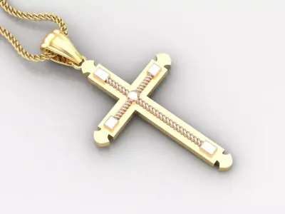 High Cross Pendant Light Gold 18K 4CP098 3D print model