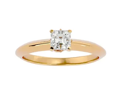  The Architectural Solitaire CushionEmerald Cut Ring 3D print model