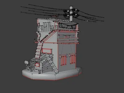 Cartoon Ghetto Flat Free low-poly 3D model