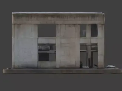 Ruined Industrial Concrete Warehouse Factory 3D Model Low-poly 3D model