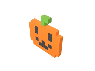 Pixel Pumpkin V1 001 Low-poly 3D model