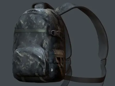 Backpack military combat Black baggage Low-poly  Low-poly 3D model