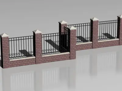 Brick fence 03 3D model