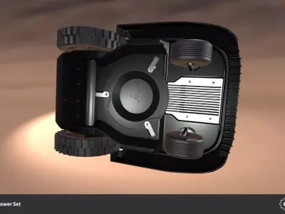 Robotic Lawn Mower Set Low-poly 3D model