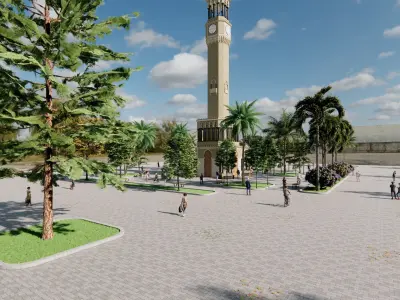 Clock Tower Low-poly 3D model