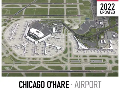Chicago Airport Low-poly 3D model