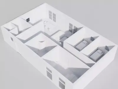 Low-Poly Interior Blockout Layout-Space Planning Model Low-poly 3D model