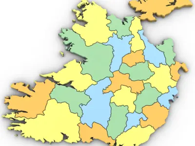 3d Political Map of Ireland 3D model