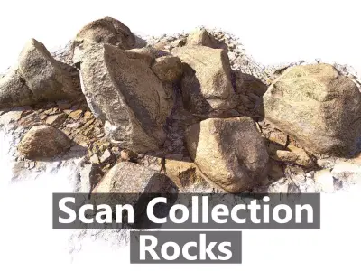 Rock stone boulder Scans - 3D PBR Low Poly Pack Low-poly 3D model