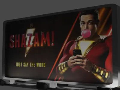 advertisement stand with poster Free 3D model