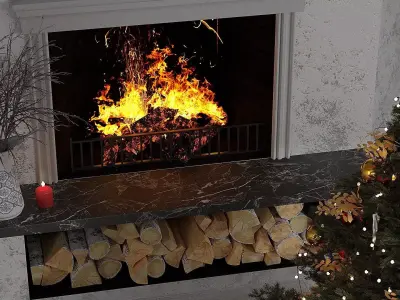 New Years interior Low-poly 3D model