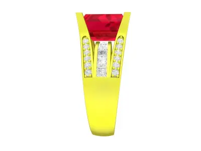 Luxury Emerald Cut Ruby Diamond  Shank Ring Design for Men 7320 3D print model