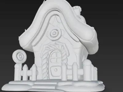 Fairytale Gingerbread Candy House 3D Model 3D print model