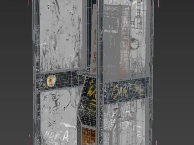 Dirty Telephone Booth Low-poly 3D model