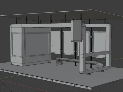 Solar panel Covered Modern Bus stop  Low-poly 3D model