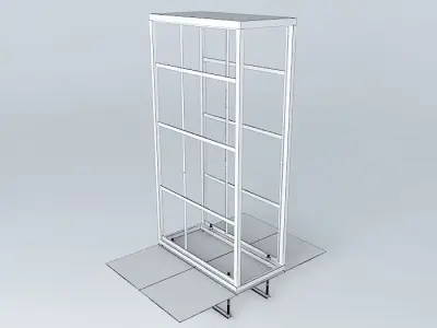 Data Center cabinet with Seismic underfloor bracing 3D model