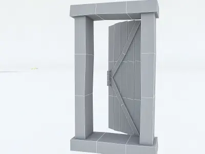 Old Wooden Door 02 Low-poly 3D model