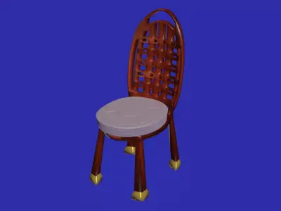 Checker backside wooden chair 3D model