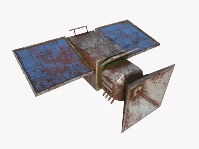 Satellite E11 Destroyed - SciFi Space Design Low-poly 3D model