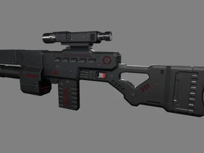 Lowpoly Scifi Weapon Low-poly 3D model