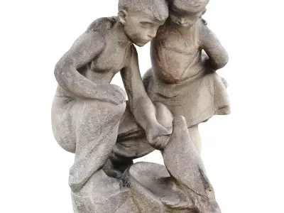 Two kids sculpture 3D model