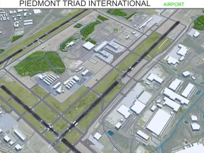 Piedmont Triad International Airport Greensboro 10km Low-poly 3D model