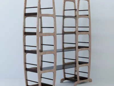 A low poly model of a bookcase Low-poly 3D model