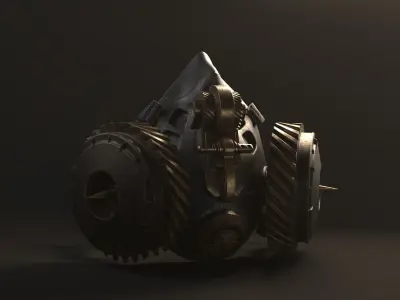 SCI-FI Steampunk Gear Mask Helmet 3D model