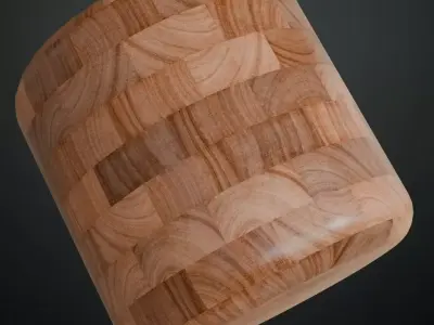 Polished End-Grain Wood Butcher Block PBR Texture