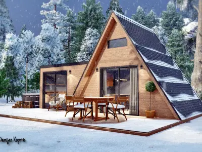 A frame house A34  34m2 3D model