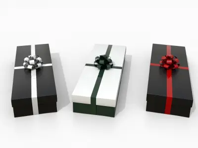  Gift Boxes - Flat Set with Tied Ribbon Rosette 