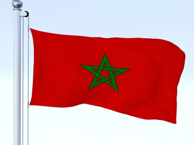 Animated Morocco Flag Low-poly 3D model