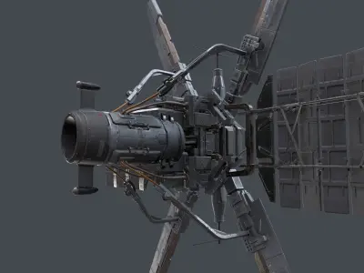 scifi-model529 space station with two propellers 3D model