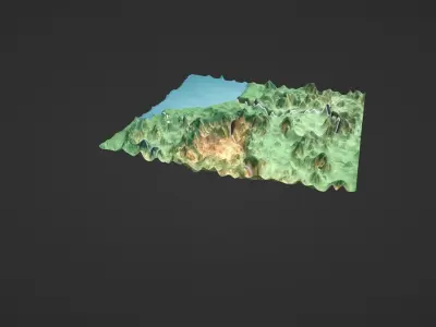 Guyana Map Topography Low-poly 3D model