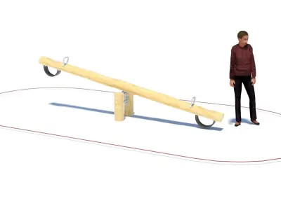 Wooden Robinia seesaw children playground 3D model