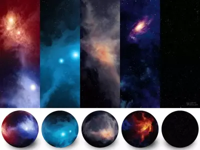 Space and Skies - Panoramas 360 degree Low-poly 3D model