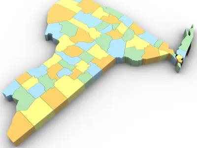 New York Political Map 3D model