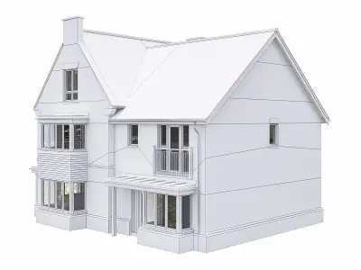 Neighborhood Houses P04 Low-poly 3D model