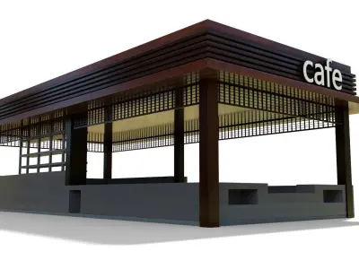 Cafe Bar pavilion Low-poly 3D model