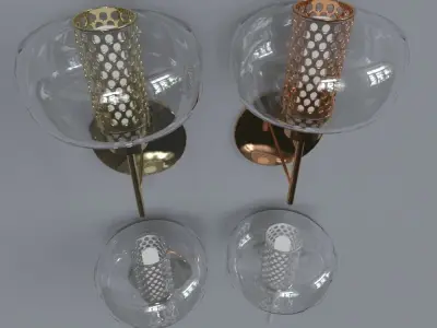 light 2 set of four wall sconces 3D model