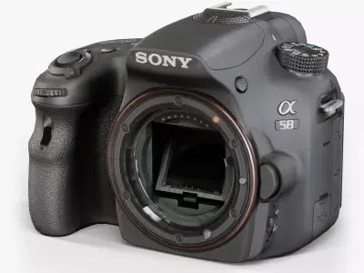 Sony SLT-A58 DSLR camera Low-poly 3D model