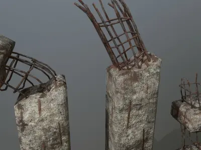 old concrete pole Low-poly 3D model