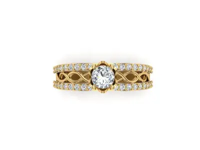 Solitaire ring  3D print model 2