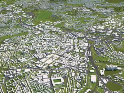 Sheffield UK 50x50km 3D City Map 3D model