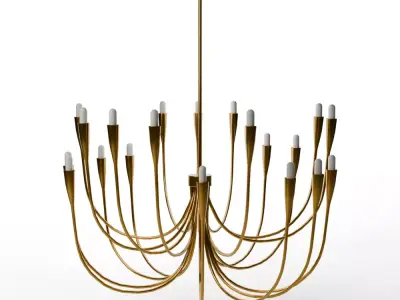 Iiona Brass Candelabra Chandelier - Elegant Ceiling Light Low-poly 3D model