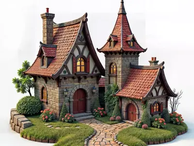 Medieval Village Houses 3D model