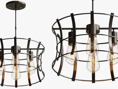 Chandelier loft medieval torch chandelier 3D model
