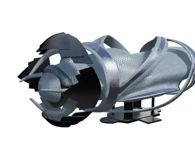 airship model futuristic spacecraft Low-poly 3D model