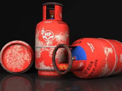 HP GAS CYLINDER RUSTY 3d model Low-poly 3D model